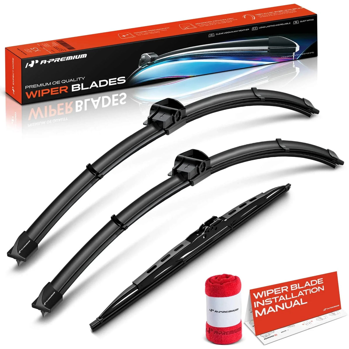Set of 3 Windshield Wiper Blades for Ford Freestyle (2005–2007)