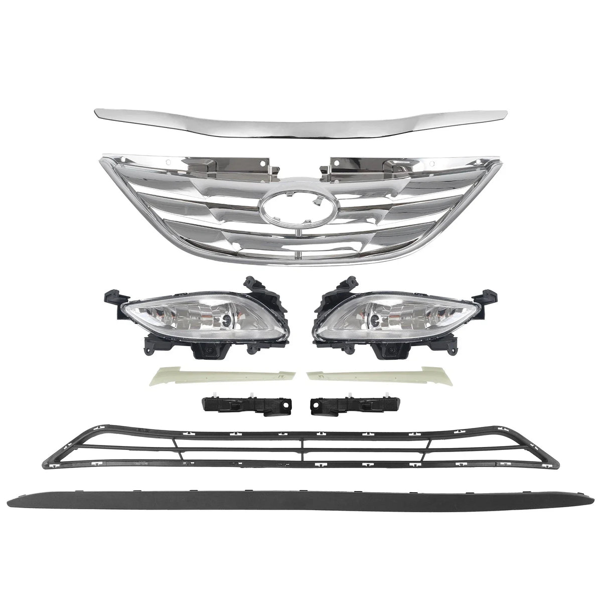 Set of 10 Chrome Grille Fog Light Bumper Brackets for Sonata (2011–2014)