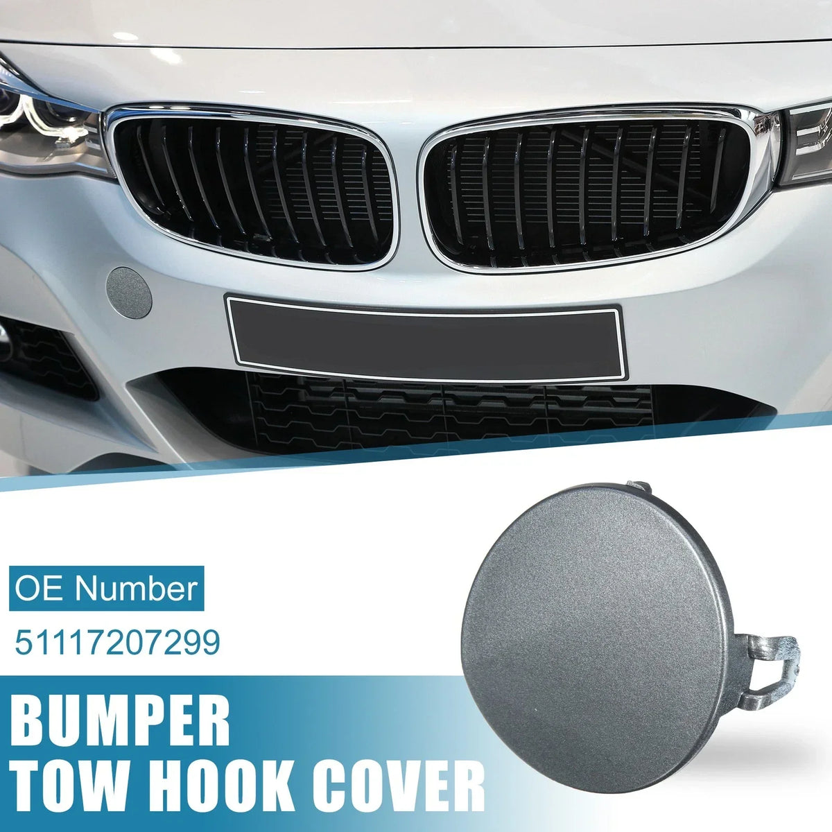Tow Hook Cover for Front Bumper - Gray - BMW 3 Series E90/E91 (2009-2012)
