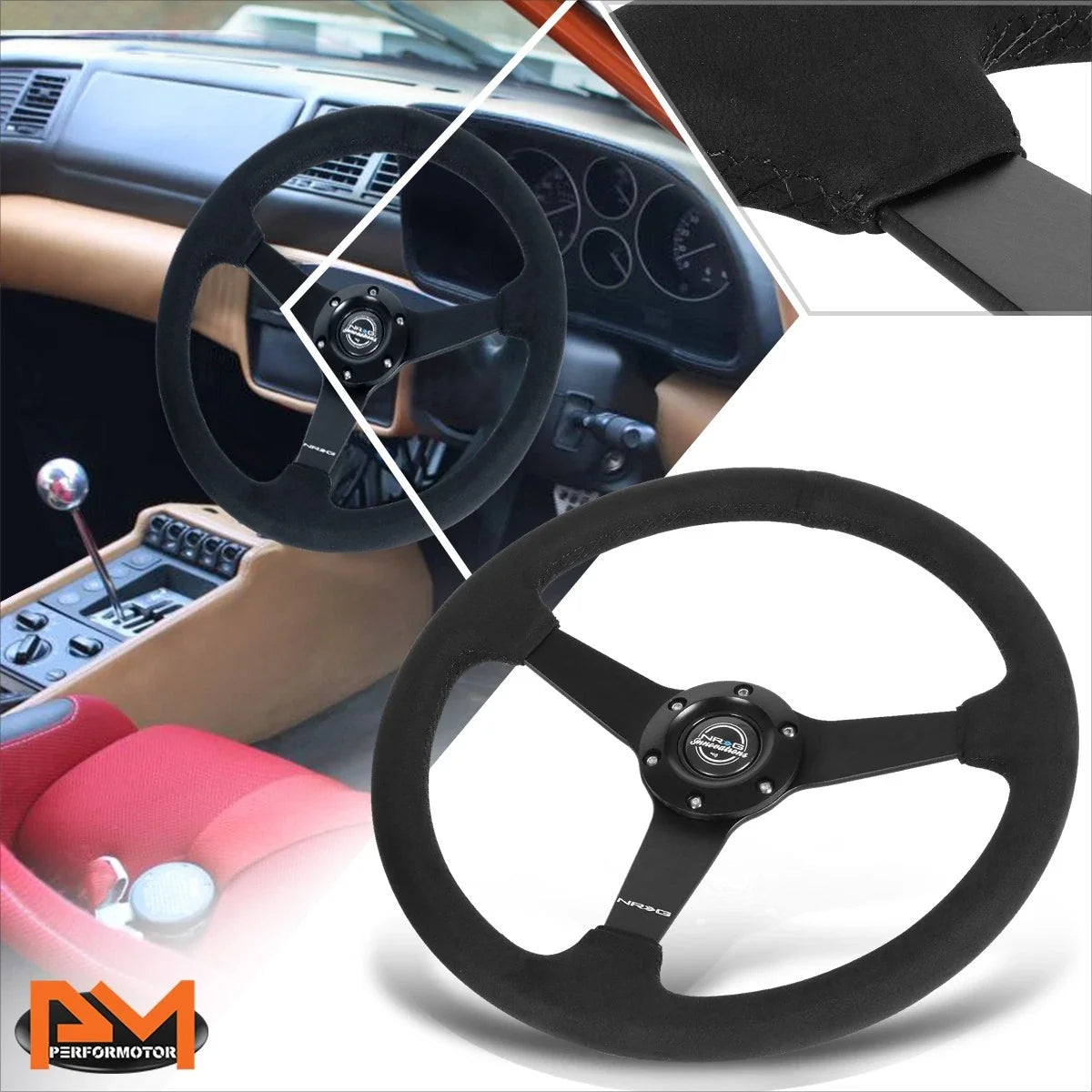 NRG Innovations 350mm Deep Dish Racing Steering Wheel RST-037MB-SA