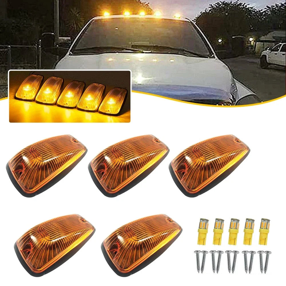 5x Amber Marker Lights for Cab Roof Top on Chevy/GMC Vehicles