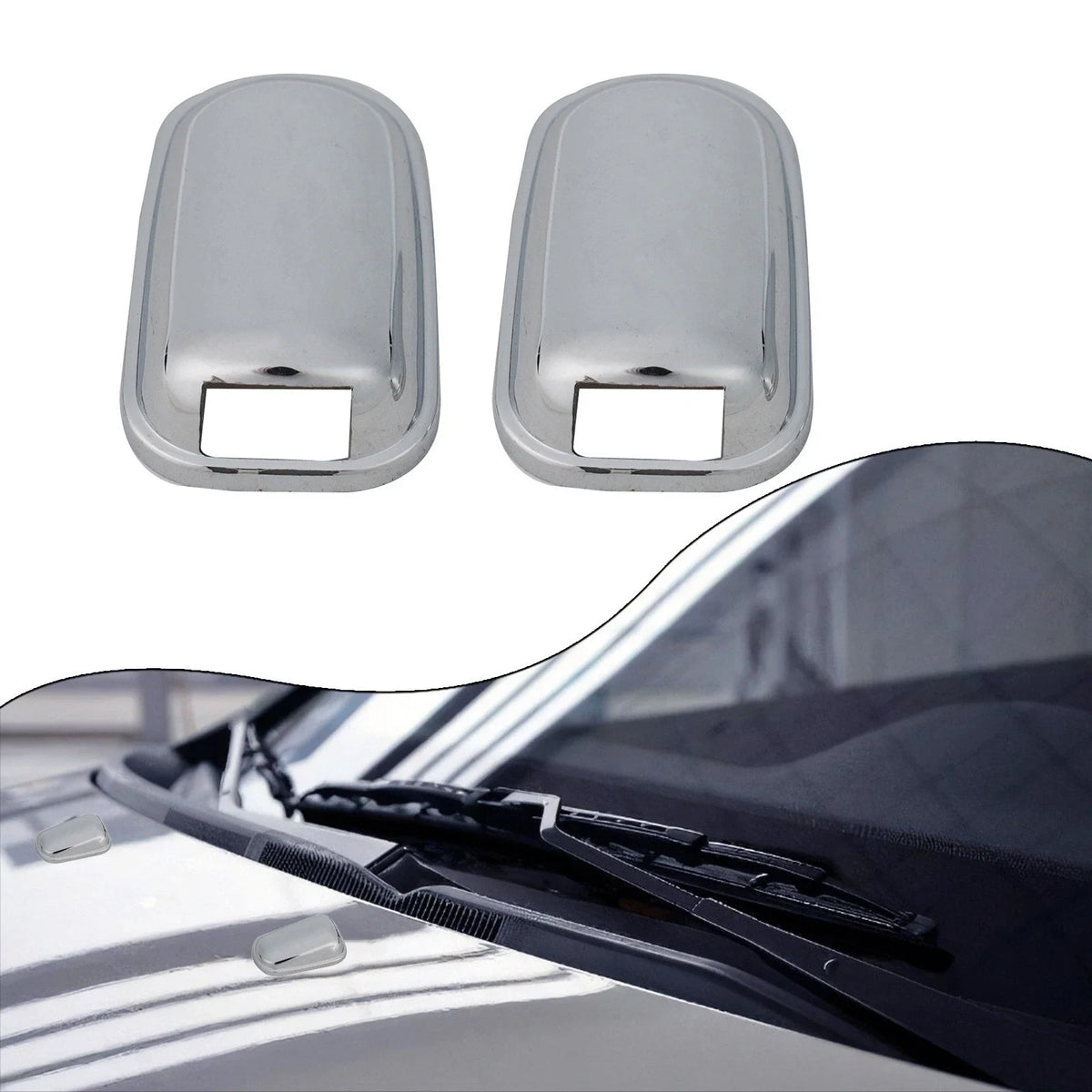 Chrome Water Jet Cover for Car Windshield Washer Nozzle