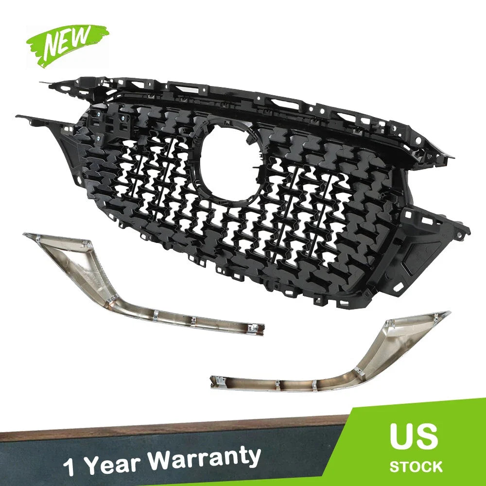 Front Upper Grille Glossy Black with Chrome Trim for Mazda CX-5 2022-2023