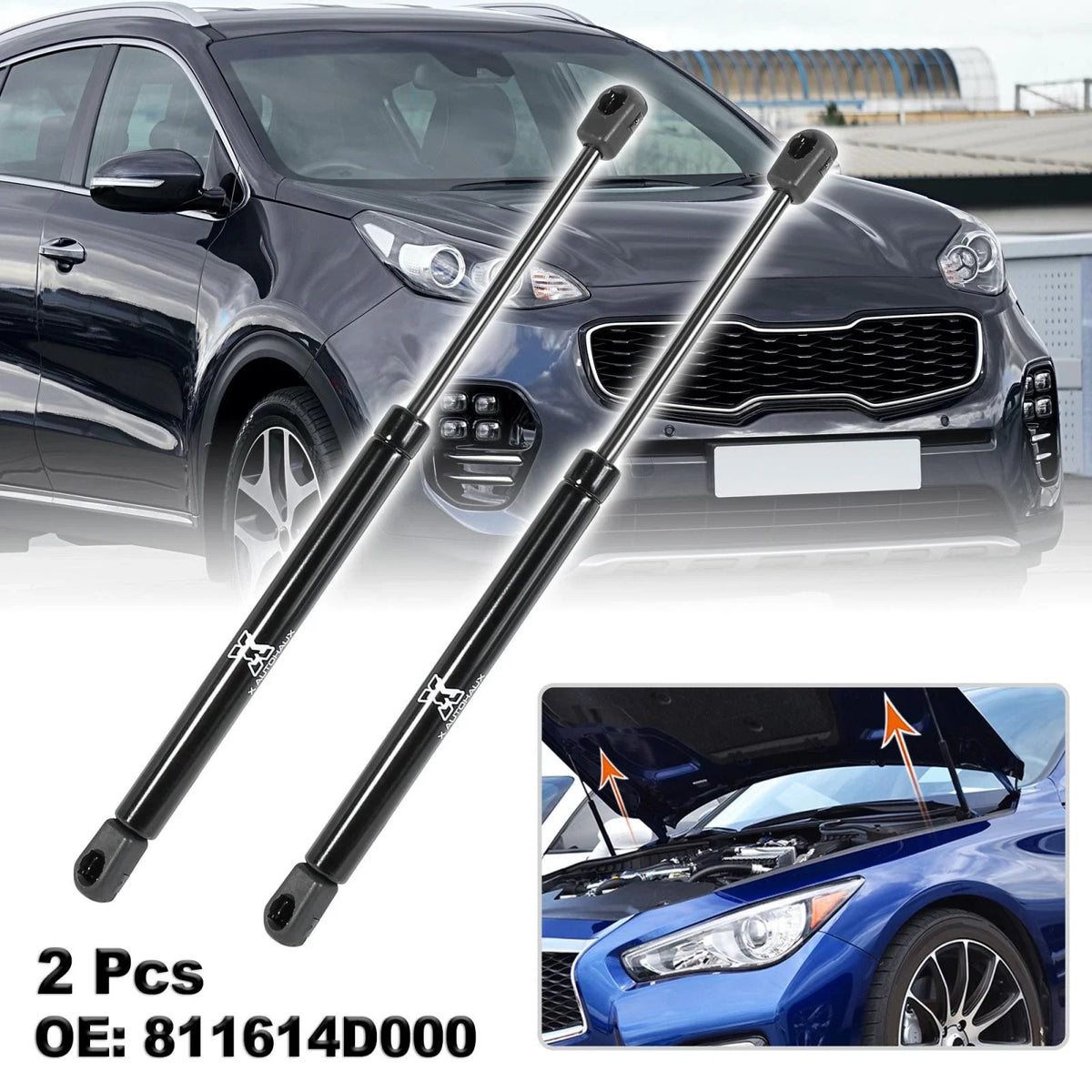 2X Front Hood Lift Supports Struts 811614D000 for Kia Sedona (2006–2012)