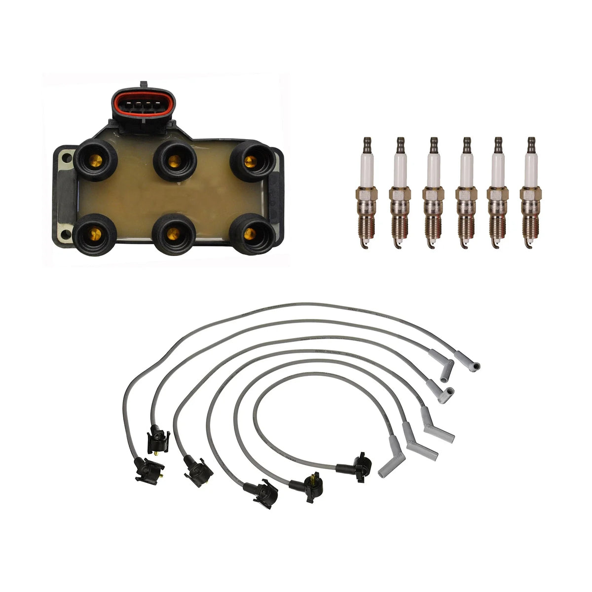 Set of 6 Denso Ignition Coil Wire & Double Platinum Spark Plugs for Ford 4.2L V6