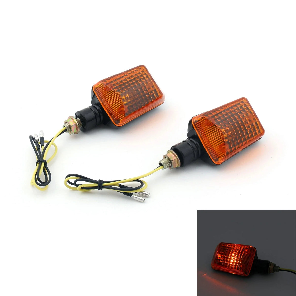 2X Amber Lens Motorcycle Turn Signal Blinkers - Universal Fit