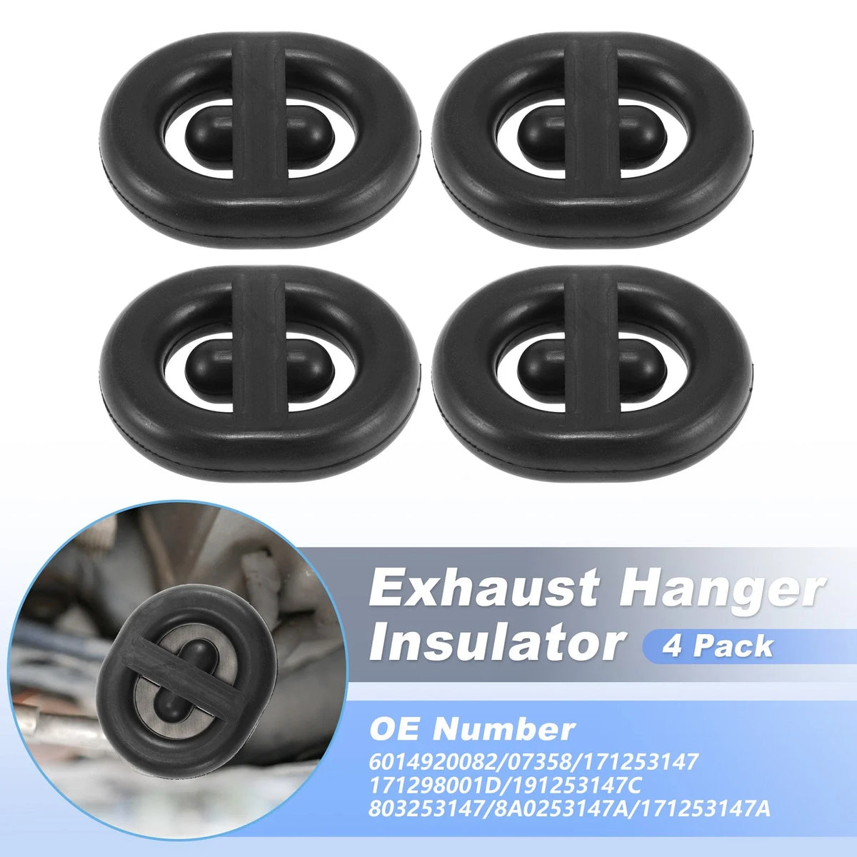 Set of 4 Exhaust Muffler Rubber Brackets for VW Golf, Passat, Audi 80, 90 (07358)
