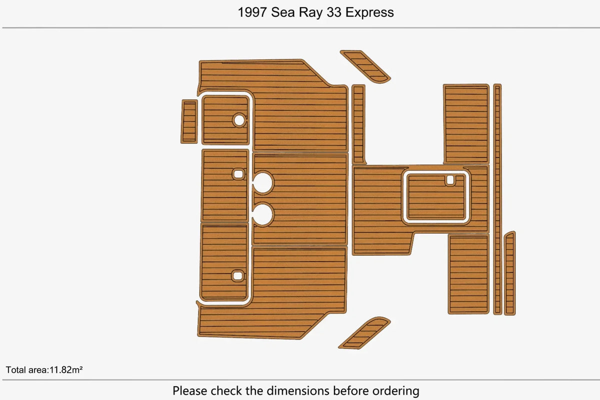 EVA Pad Faux Teak Deck Flooring for Sea Ray 33 Express (1997)