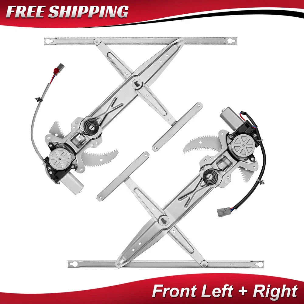 Pair of Front Window Regulators with Motor for Honda Civic Coupe 1996-2000