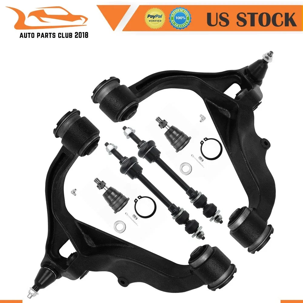 6-Piece Set of Front Lower Control Arms and Upper Ball Joints for Ram 1500