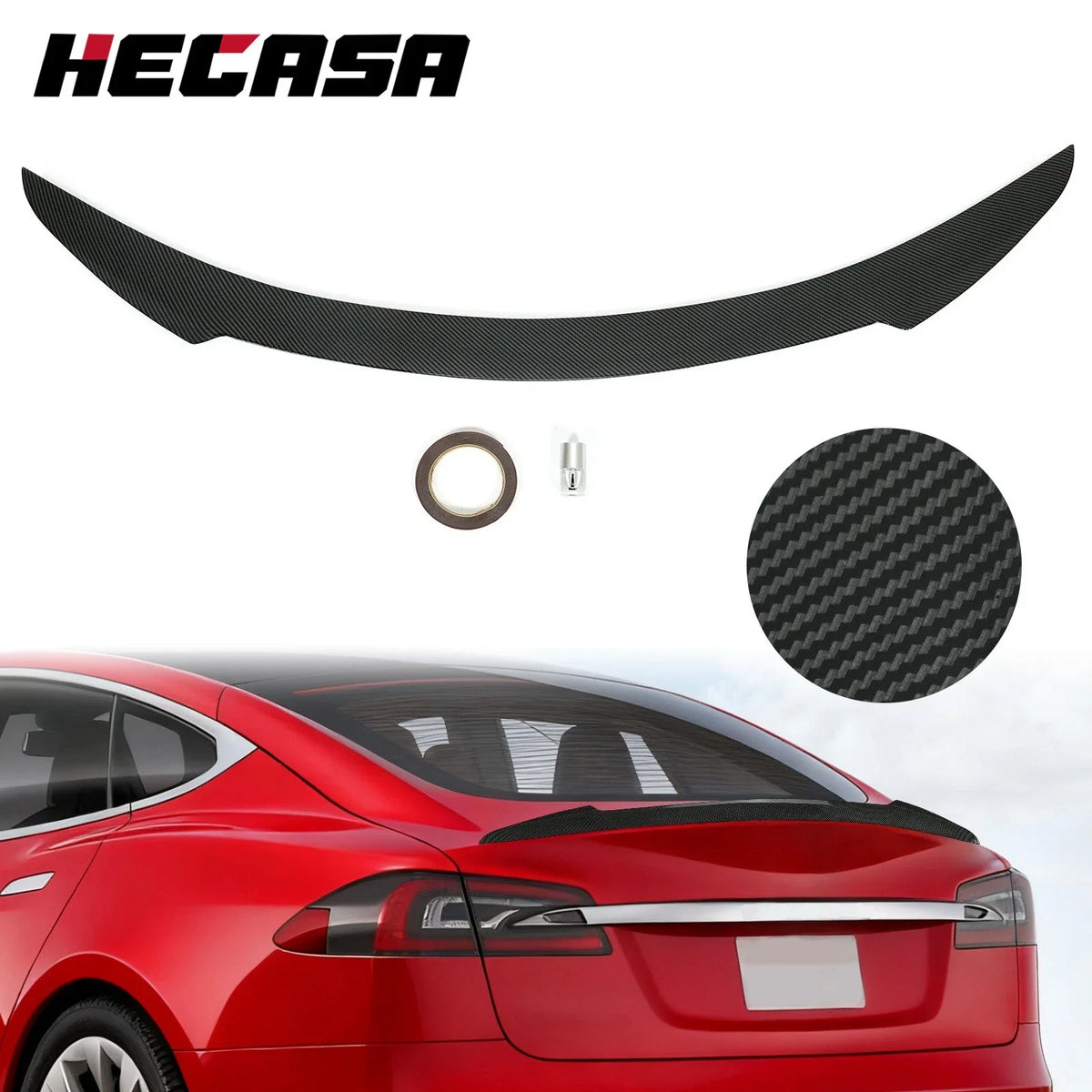 Rear Wing Spoiler in Carbon Fiber for Tesla Model S (2012–2021)