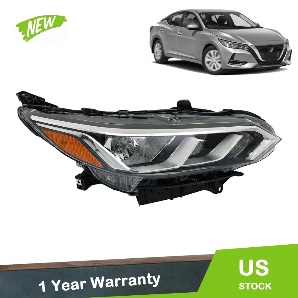 Single Headlight for Nissan Sentra S SV (2020–2022) Chrome Halogen
