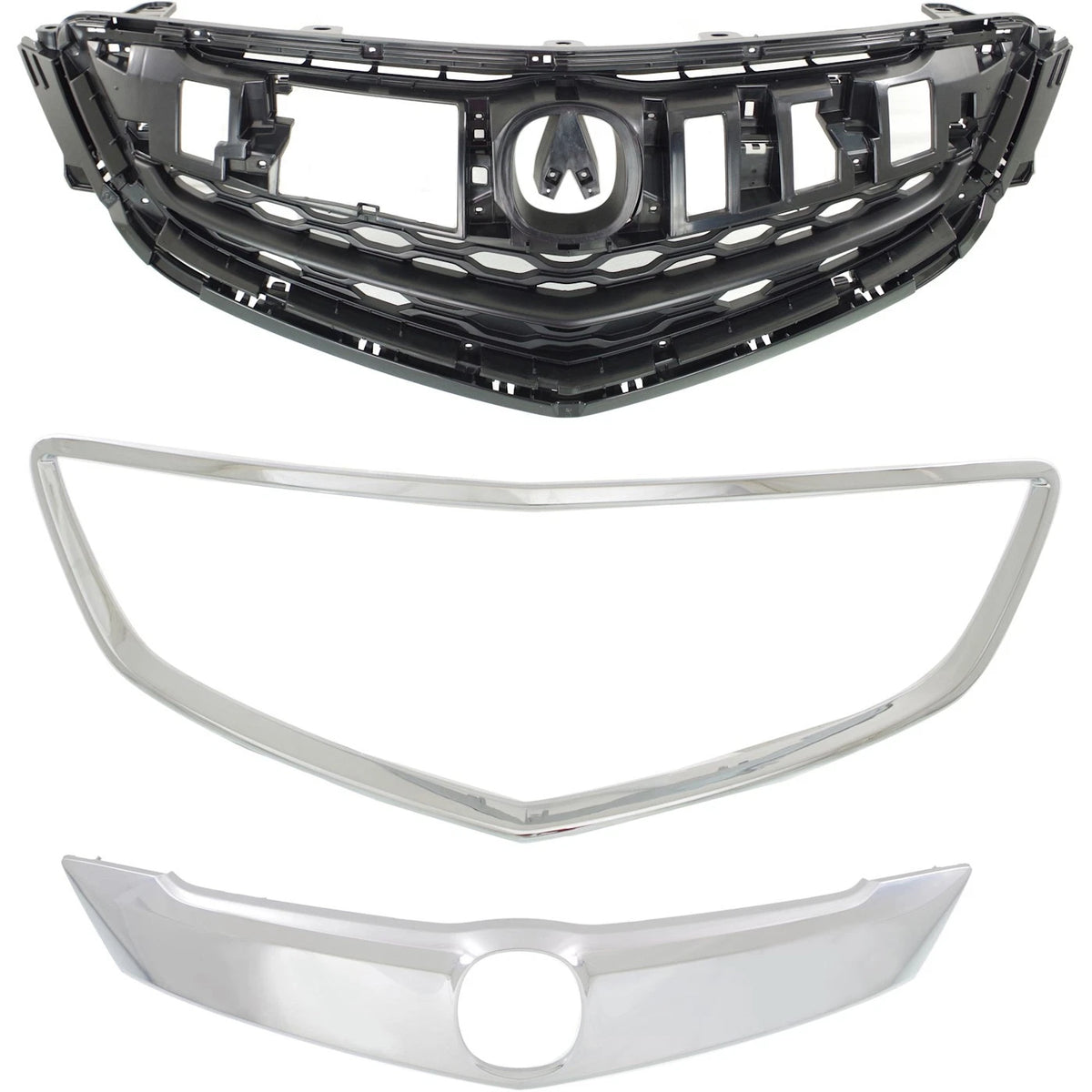 Grille Assembly Kit for Acura TLX (2015–2017) - Paintable Plastic, Trim