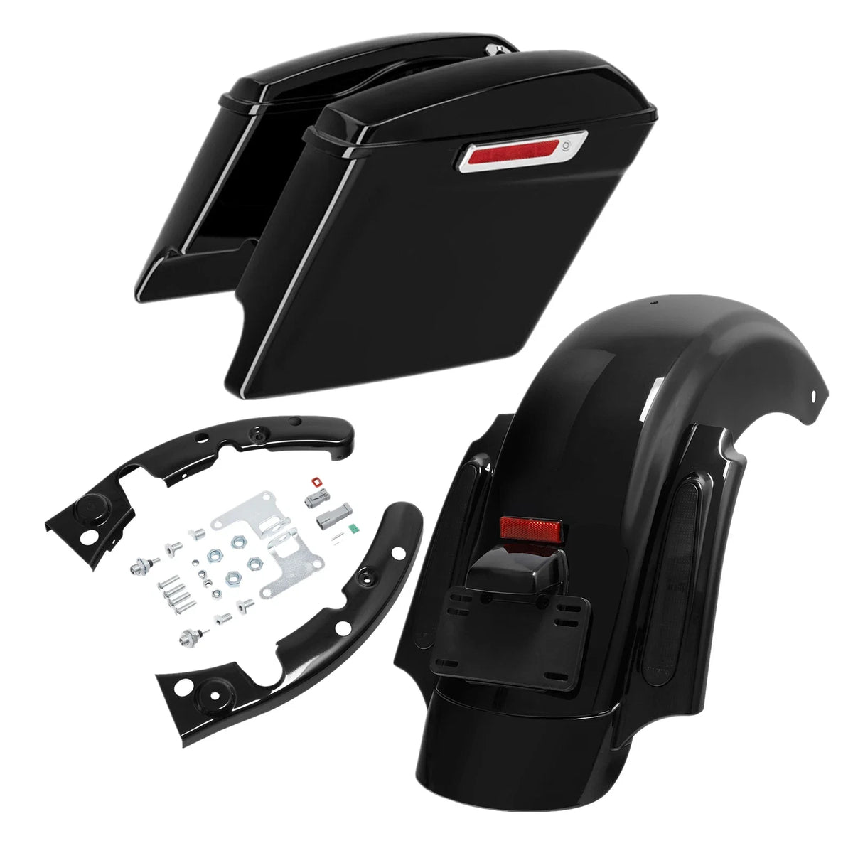 Rear Fender & 5" Stretched Hard Saddlebags for Harley Road Glide 2009-2013