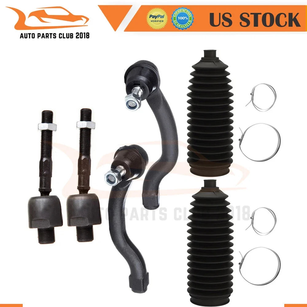 6-Piece Rack and Pinion Bellow Tie Rod Links for Honda Accord 2008-2012
