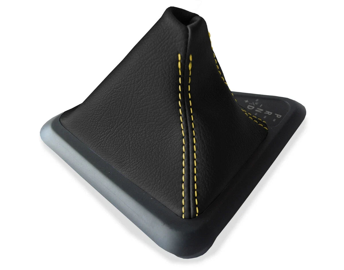 Leather Automatic Shift Boot Cover for BMW E81 E82 E87 (2004–2013) Yellow Stitch