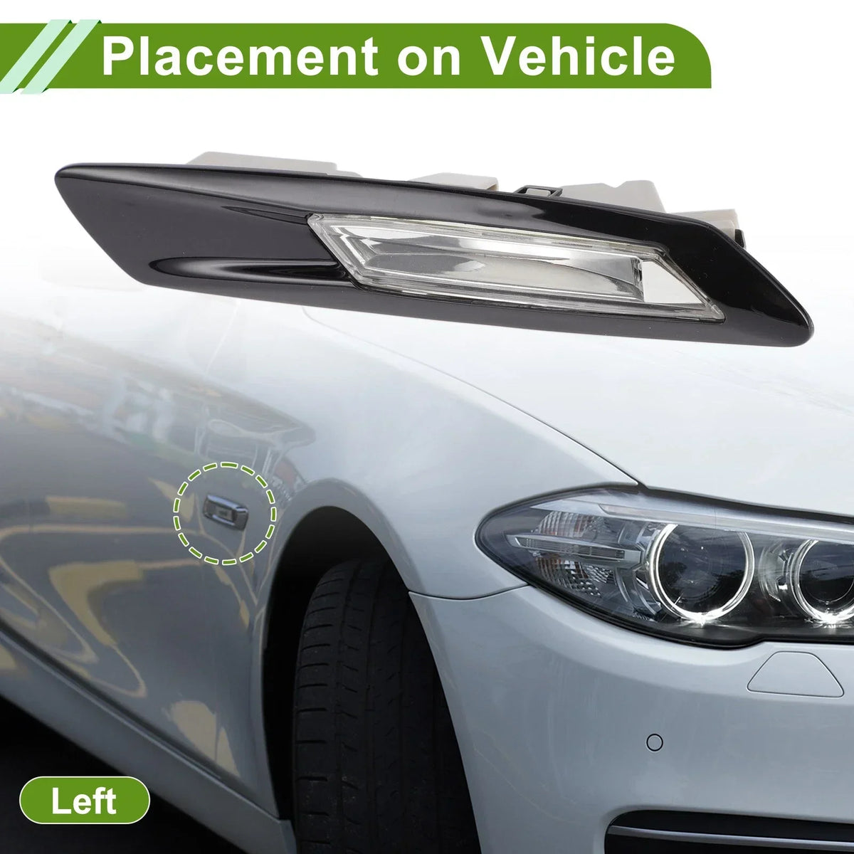 Left Side Marker Light Cover - Black for BMW 528i (2011-2016)