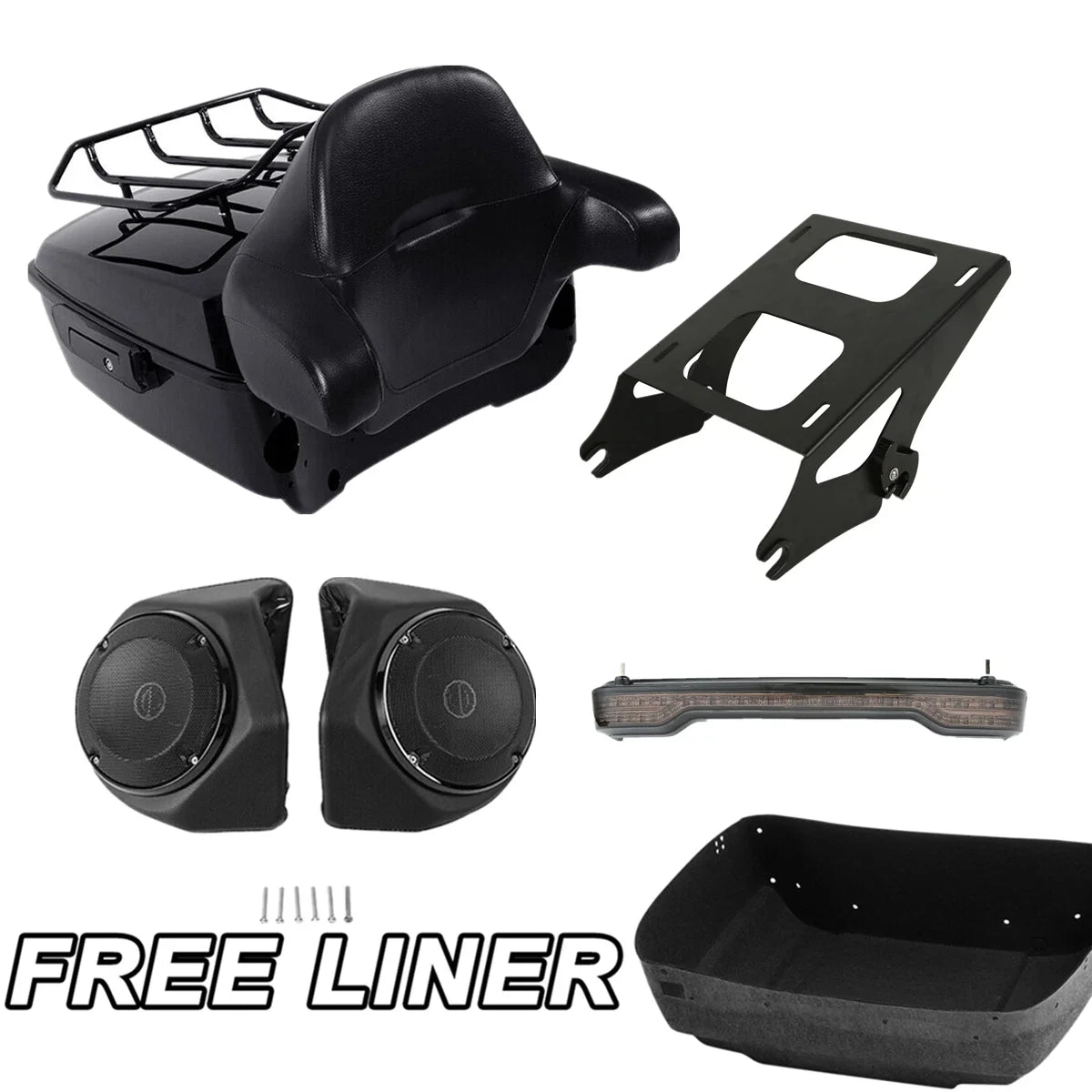 Black Trunk Speakers for Harley Touring 2014-2025