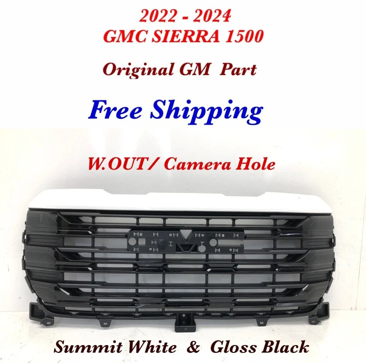 2022-2024 GMC Sierra 1500 Front Upper Grille, Summit White