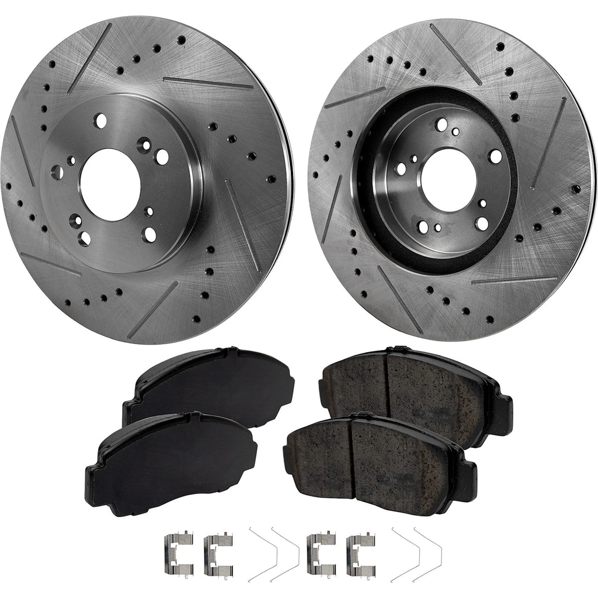 Brake Disc and Pad Kit for Honda Accord (2006–2012) Front Left Right Cross-drilled