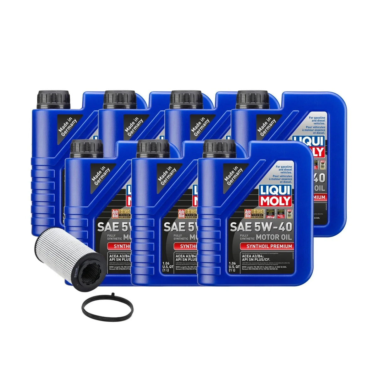 Oil Change Kit 7L Liqui Moly Synthoil Premium SAE 5W40 for Audi CEPB 2000-2023