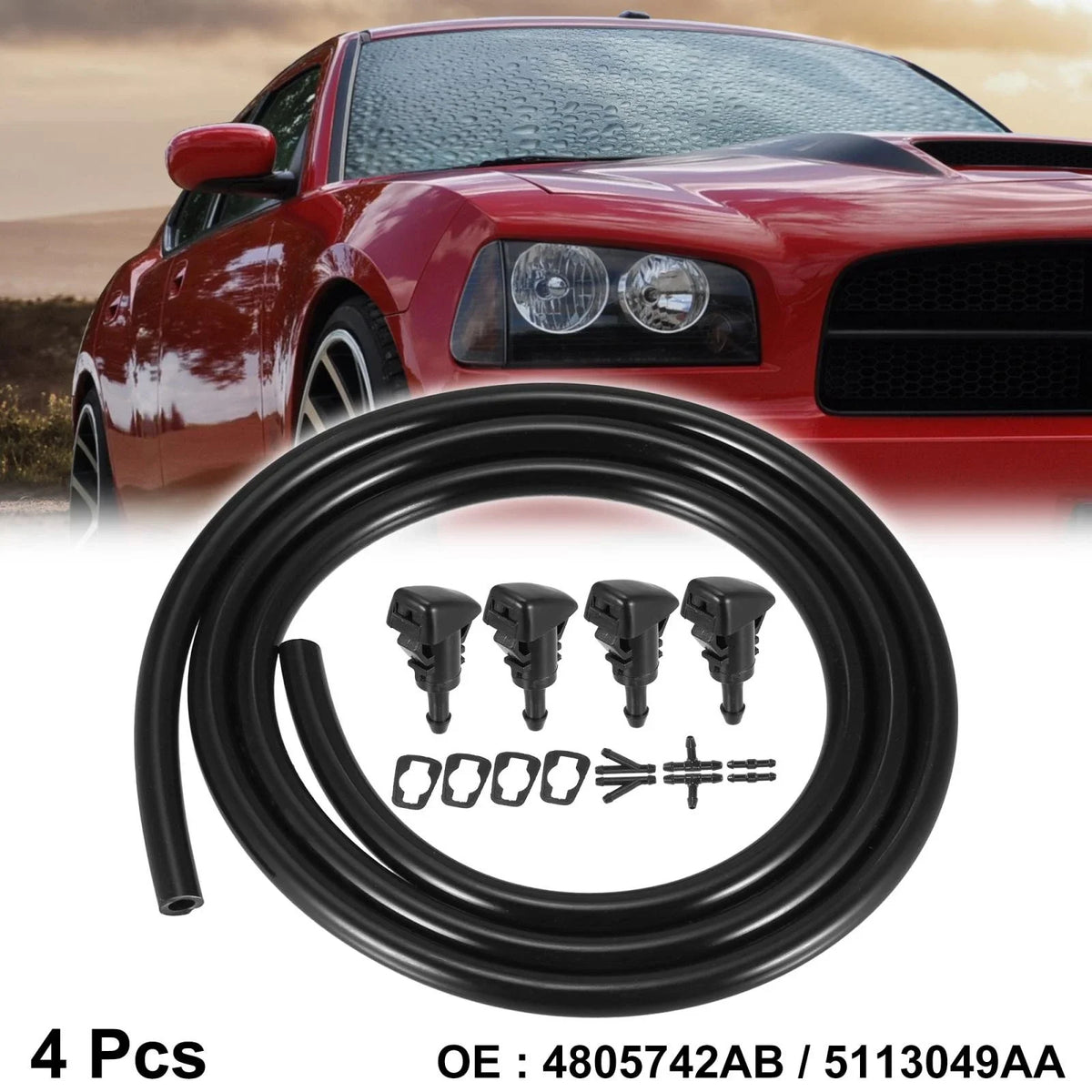 Set of 4 Windshield Washer Sprayer Nozzles for Dodge (4805742AB)