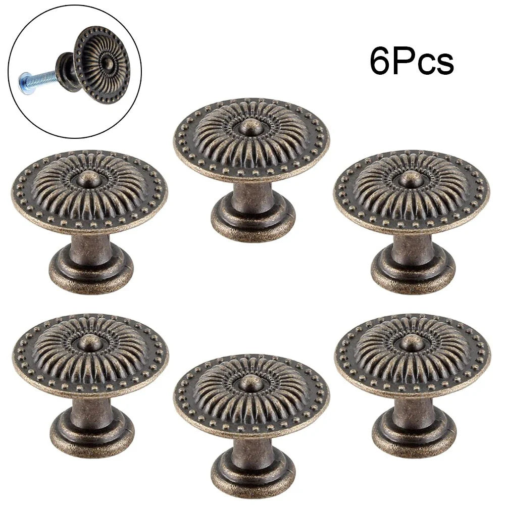 6-Piece Antique Bronze Pull Handles for Cabinet Drawer (30x20mm)