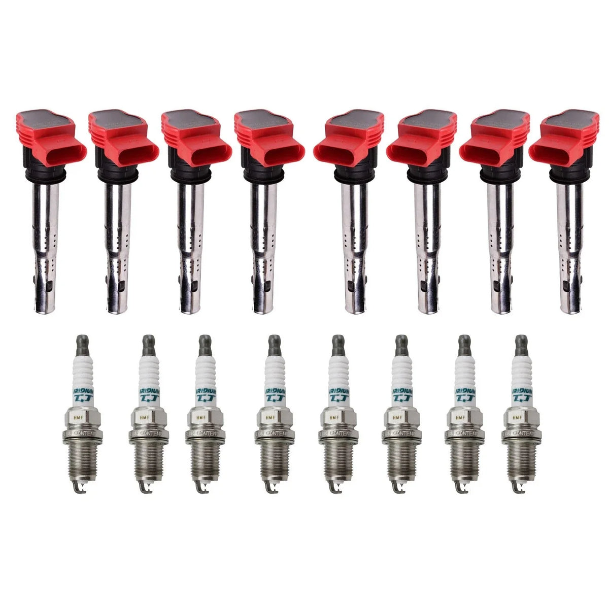 Set of 8 Ignition Coils & Denso Iridium TT Spark Plugs for Volkswagen Audi