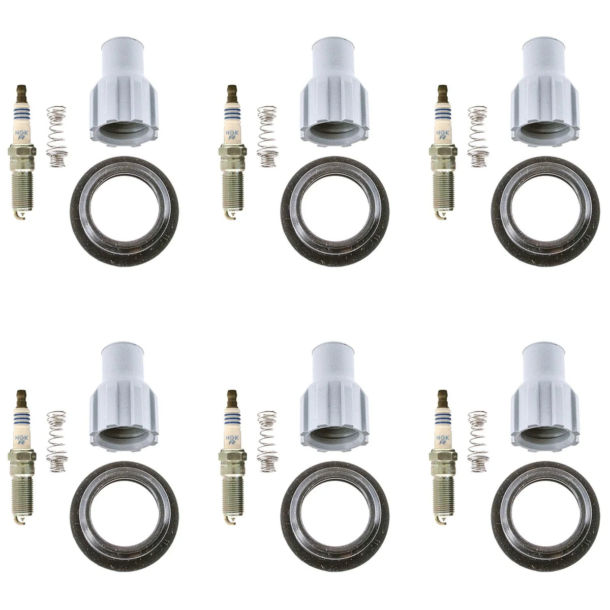 Set of 6 NGK Laser Platinum Spark Plugs & Denso Coil Boot Kit for Caprice Terrain G8 (2008–2013)