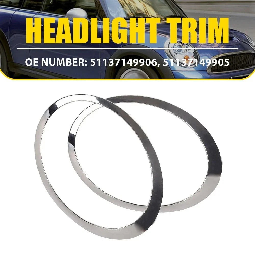 Chrome Trim Ring for Headlight Cover Mini Cooper 2007–2015 LH RH