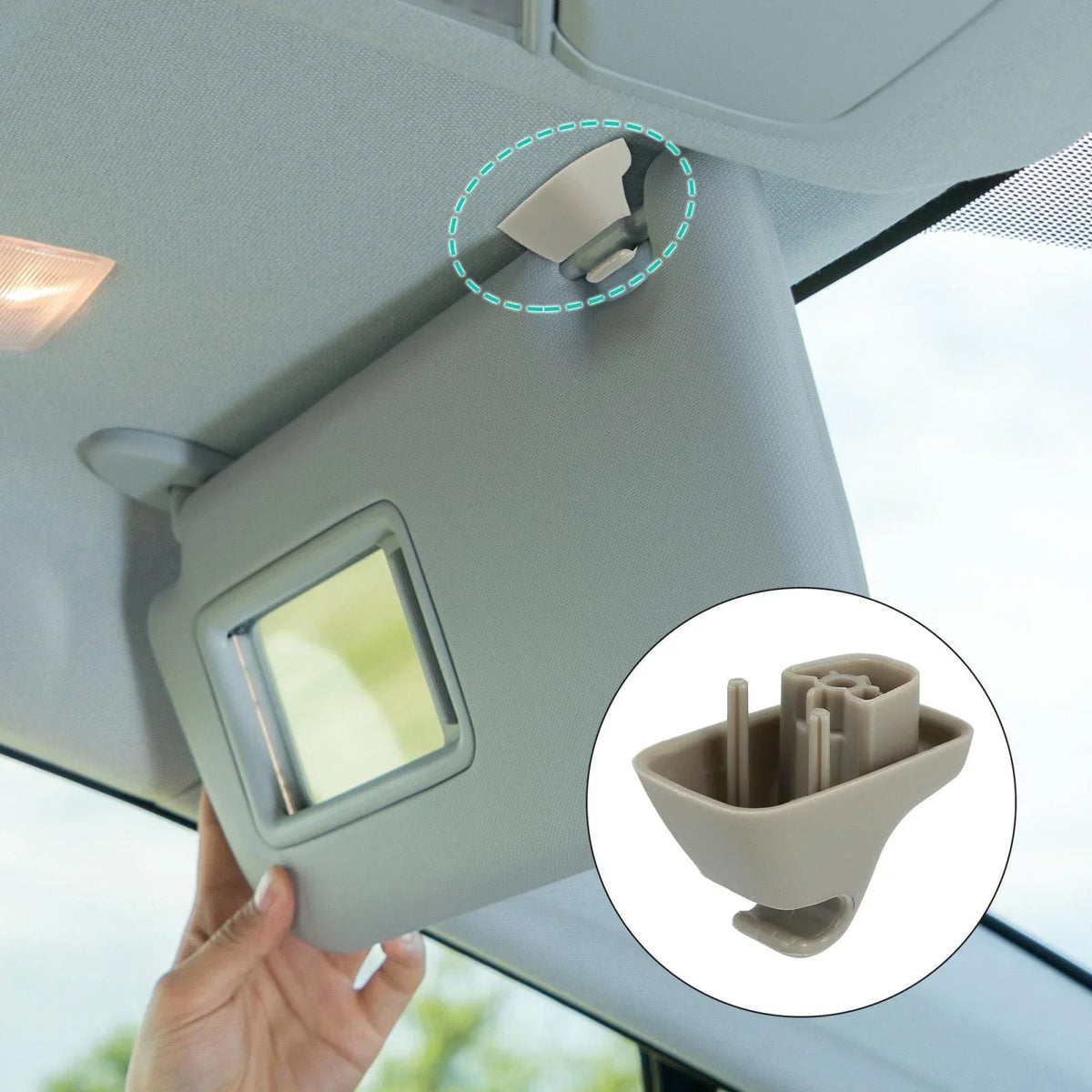 Gray Sun Visor Clip Set for Dodge Ram 1500 2500 3500 4500 (2002-2023)