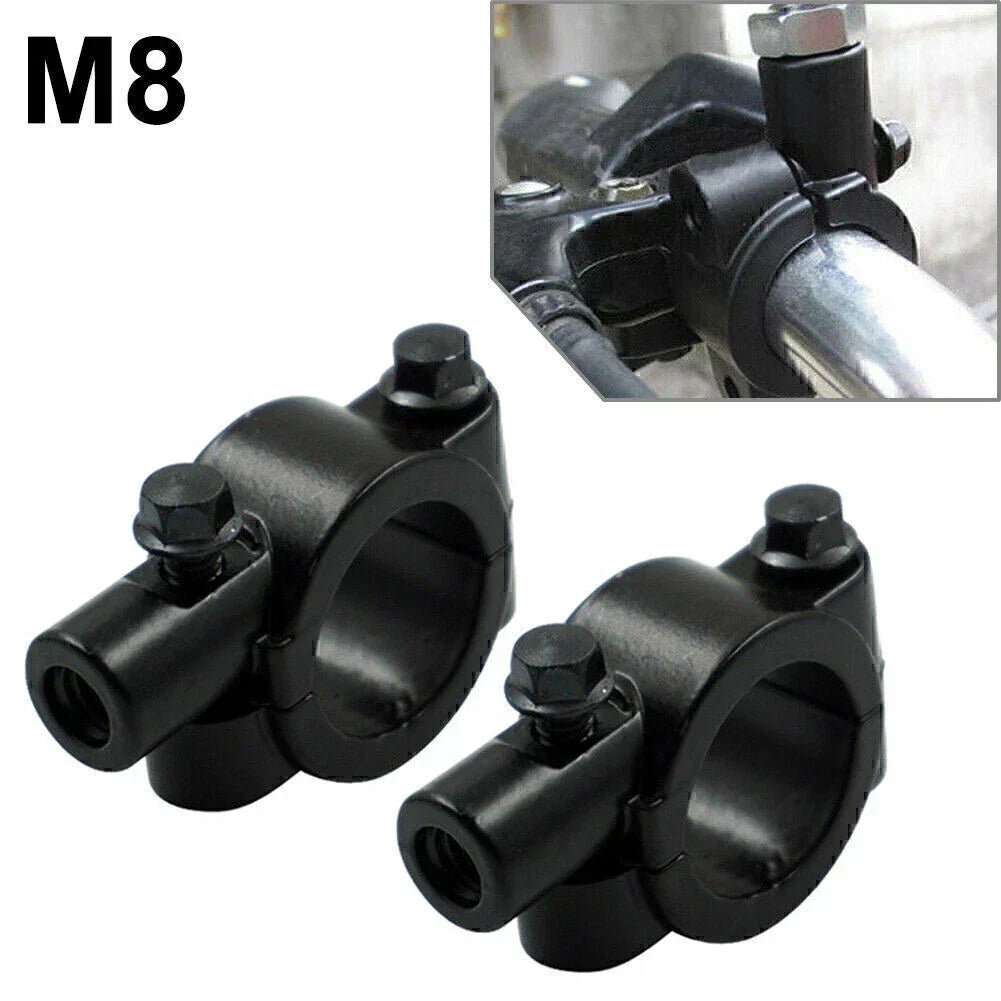 Black Motorcycle Handlebar Mirror Mount Holder Clamp 25MM M8