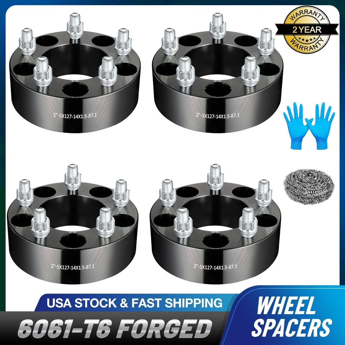 Set of 4 Wheel Spacers 2" 5X5 M14x1.5 for Jeep Gladiator Durango