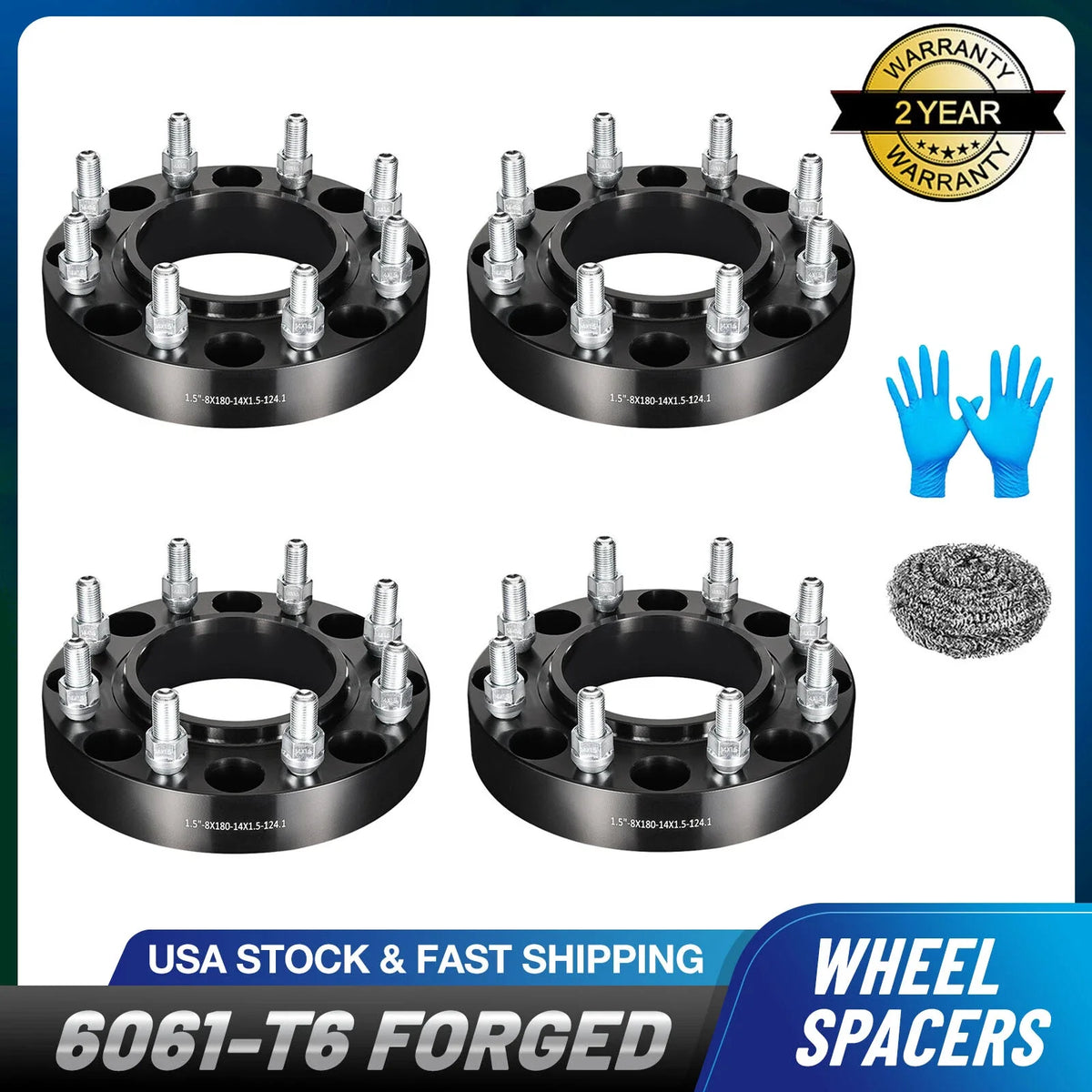 4-Piece Hubcentric Wheel Spacers 8X180 M14x1.5 for GMC Sierra 3500 HD