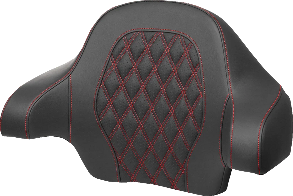 SADDLEMEN Tour-Pak Backrest Pad for FL (2014–2024) - Lattice Stitch, Red Stitch