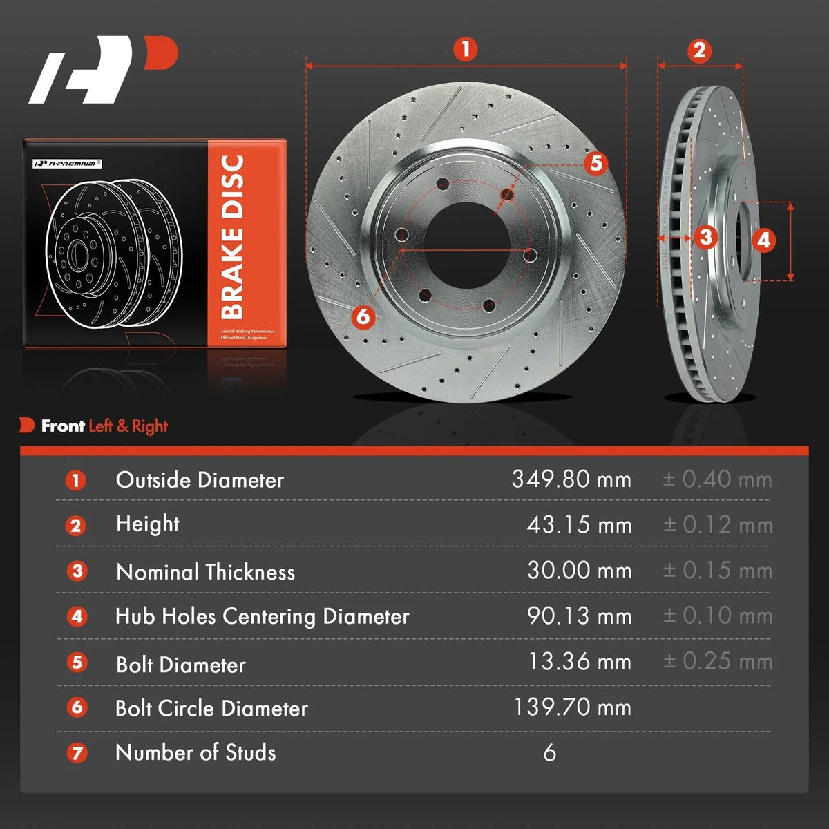 Front Brake Rotors (Drilled) for 2007-2014 Nissan Armada