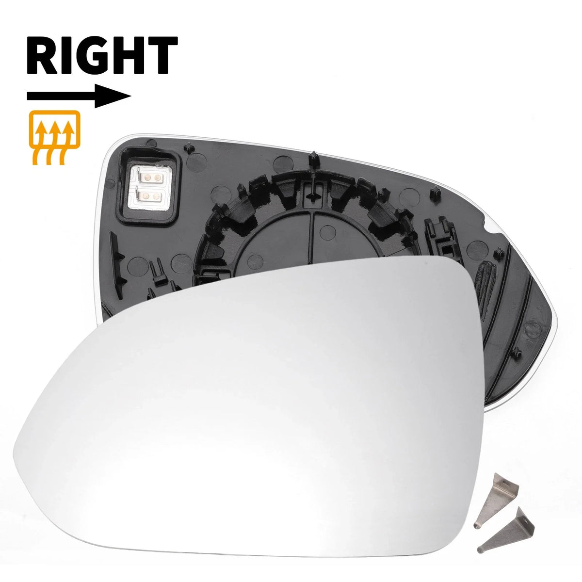 Left Side Heated White Mirror Glass for KIA Rio (2017–2020)