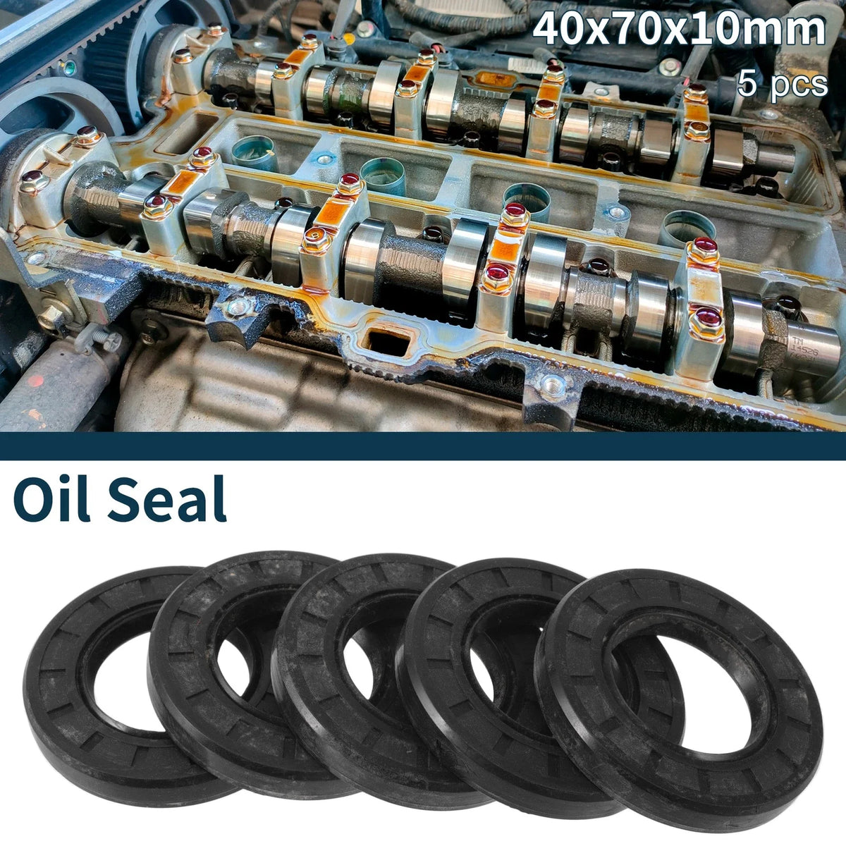 Set of 5 Oil Seal Rotary Shaft Seal NBR Rubber 40x70x10mm