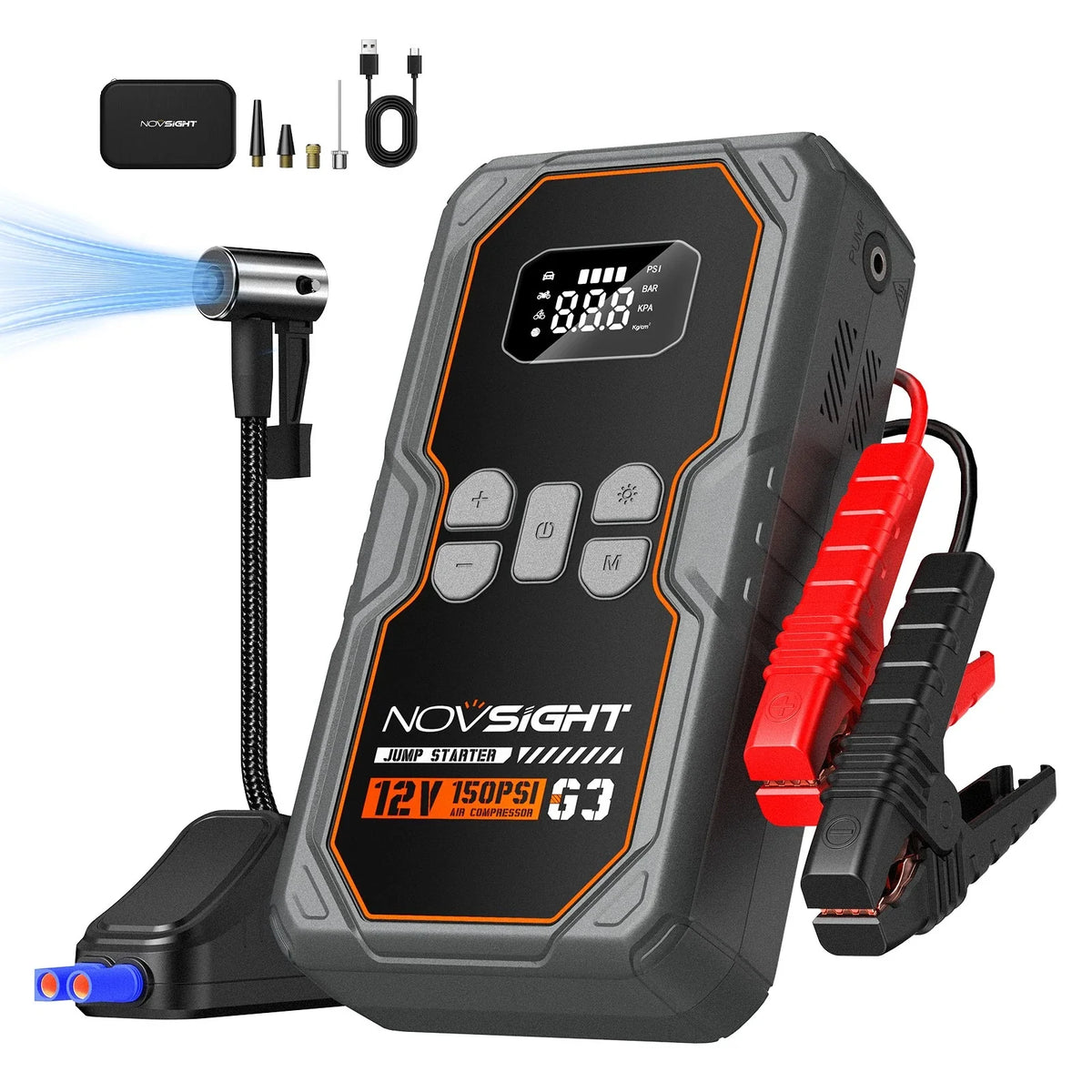 Universal Use Jump Starter with Built-in Air Compressor (12V)