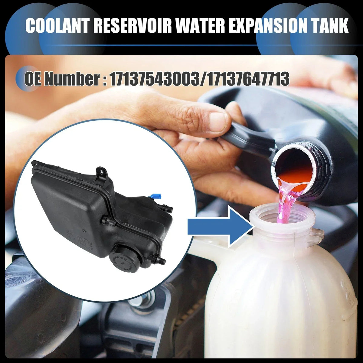Coolant Overflow Expansion Tank with Cap for BMW 760i