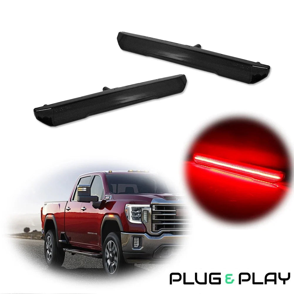 Rear Red LED Fender Side Marker Lights for GMC Sierra 2500 3500 (2020+)