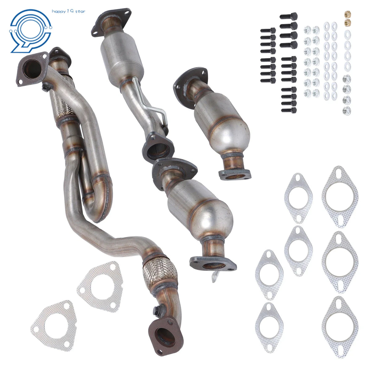 Set of 3 Catalytic Converters Exhaust Flex Pipes for GMC Acadia 3.6L 09-17