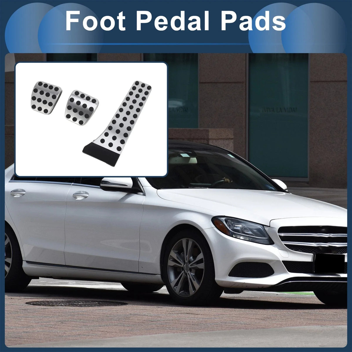 Set of 1 Manual Footrest Pedals Cover for Mercedes Benz C Class (2007–2014) Silver Tone