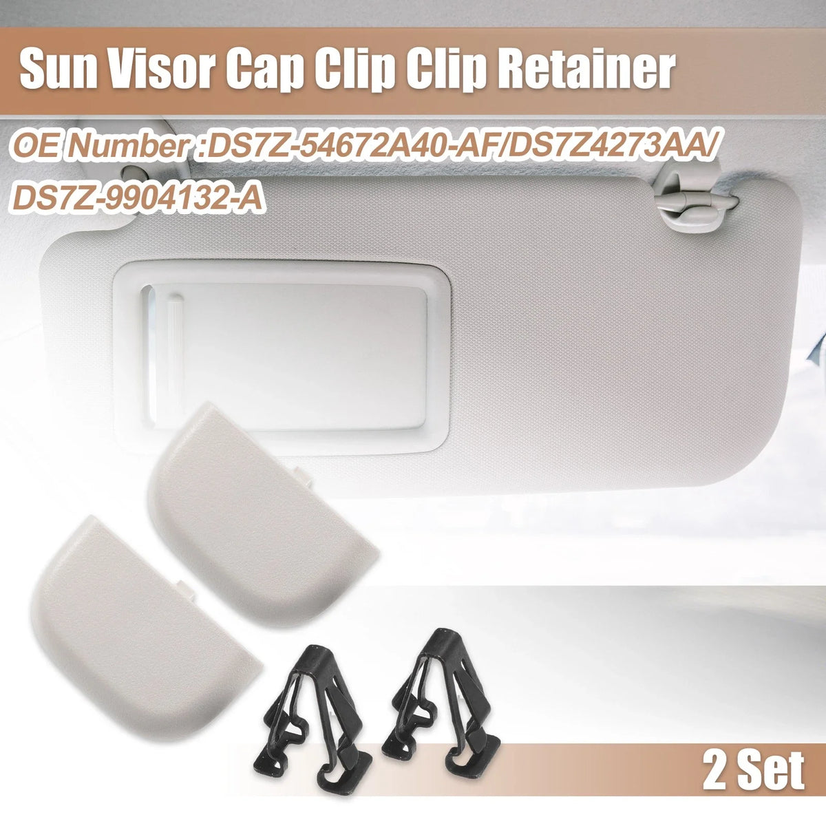 2X Gray Iron Sun Visor Cap Clip Retainer for Ford Fusion (2013–2016)