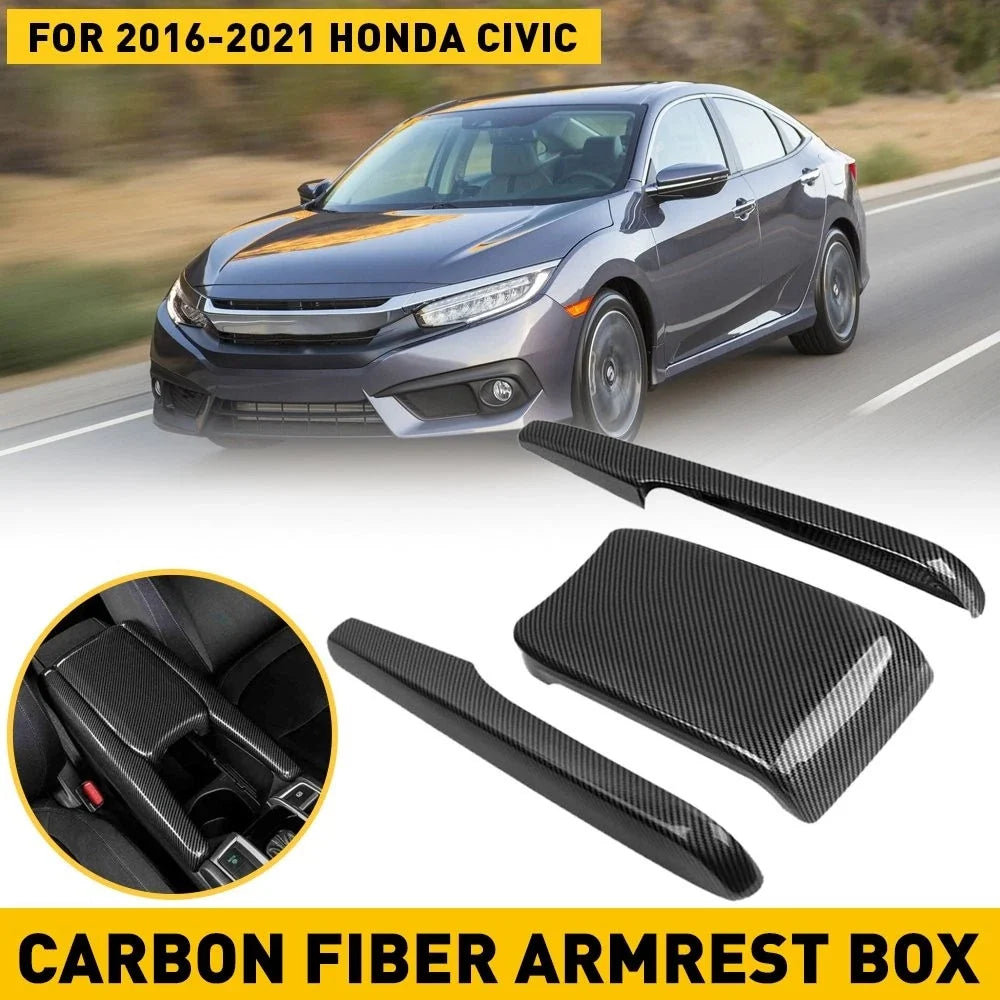 Carbon Fiber Interior Armrest Box Cover for Honda Civic 2016-2021