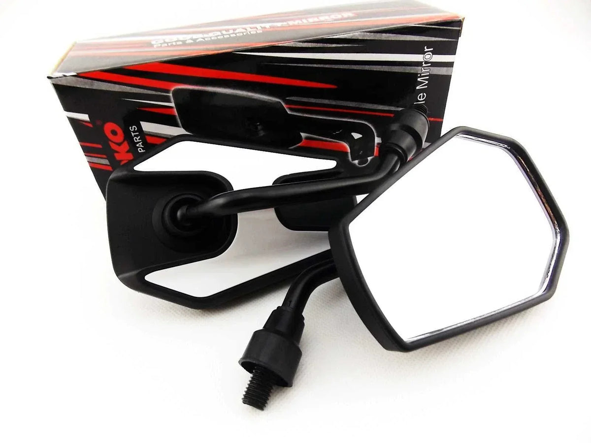 Black White Hex Soko Mirrors for Suzuki DR250 (1981-1998)