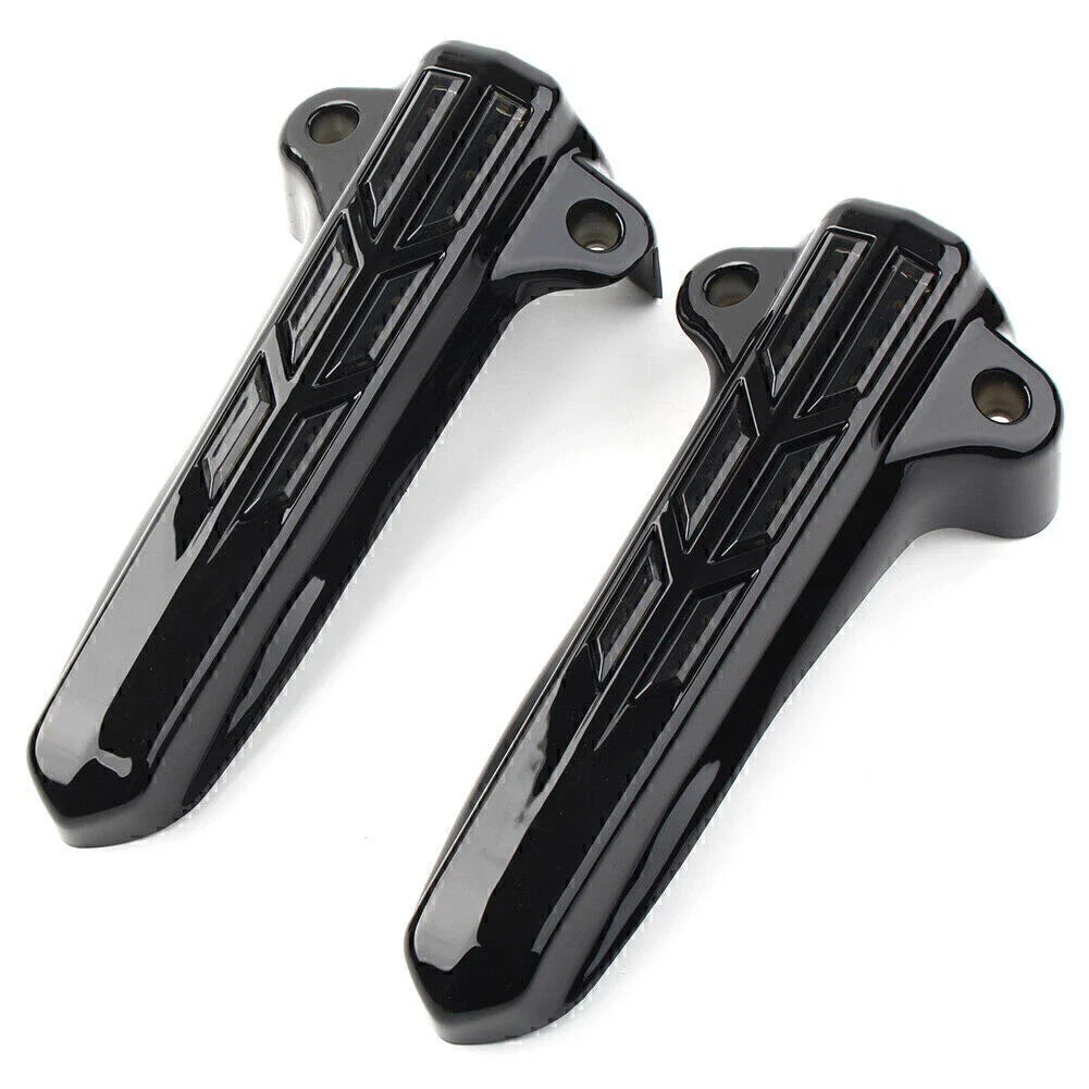 Front Lower Fork Leg Covers with LED Smoke Light for Harley FLHR FLHTK FLHX (2014–2020)