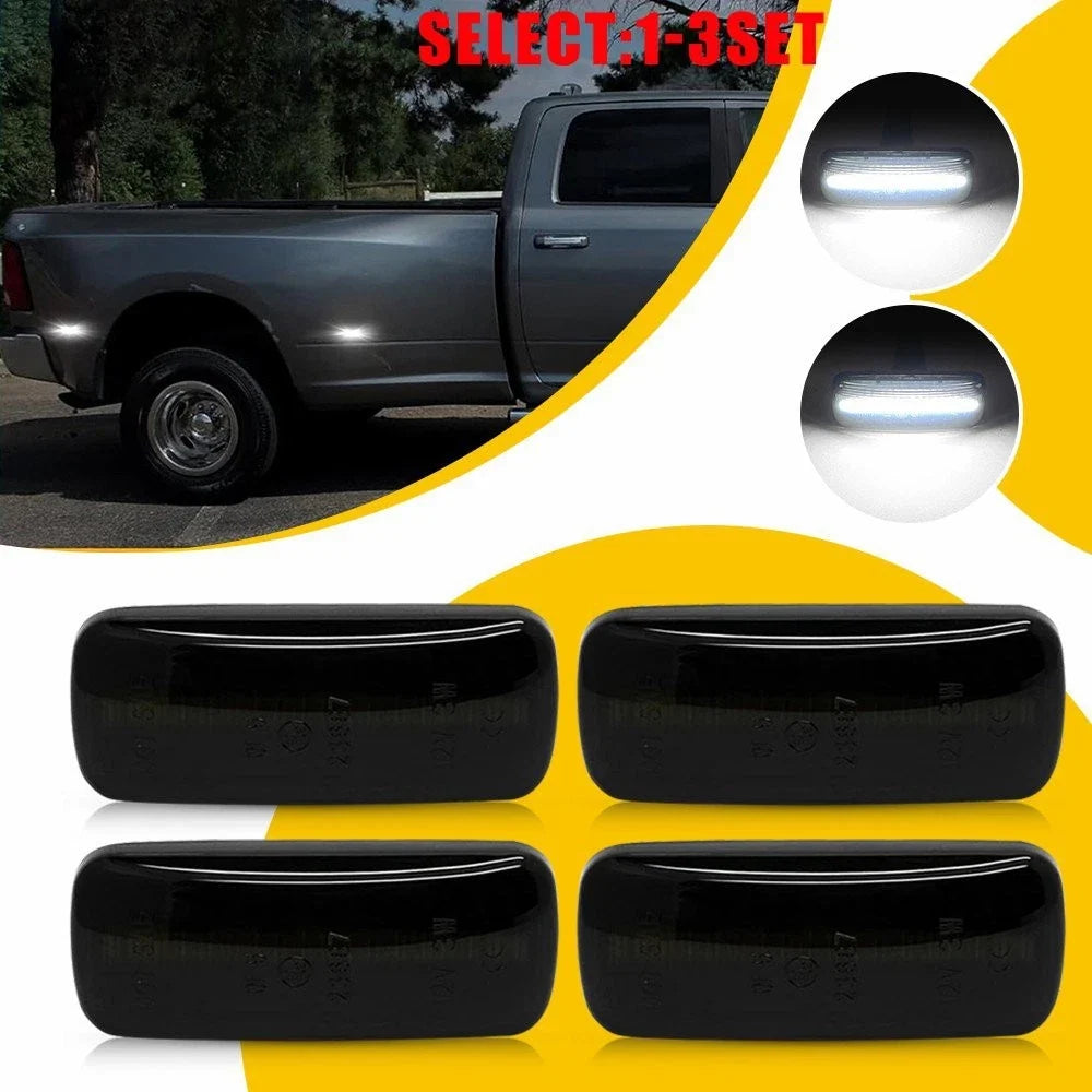 Set of 2 White LED Smoked Lens Side Marker Lights for RAM (2010-2018)
