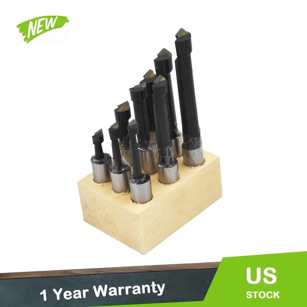Set of 9 Carbide Tipped Boring Bars for Lathe (1/2" Shank)