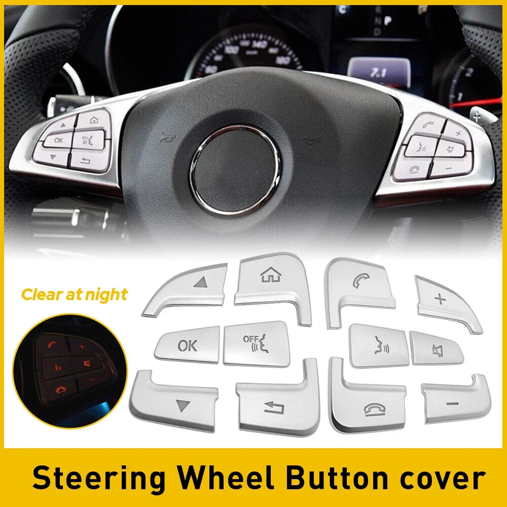 Steering Wheel Button Sticker Covers for Mercedes Benz GLC C Class (2015–2020)